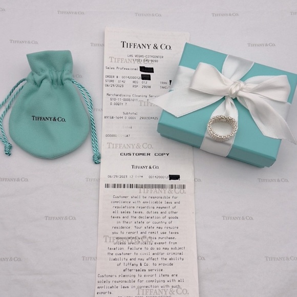 Tiffany & Co Somerset Mesh Ring Band Sterling Silver 925 Size 6 Gift Box Pouch - Picture 11 of 12